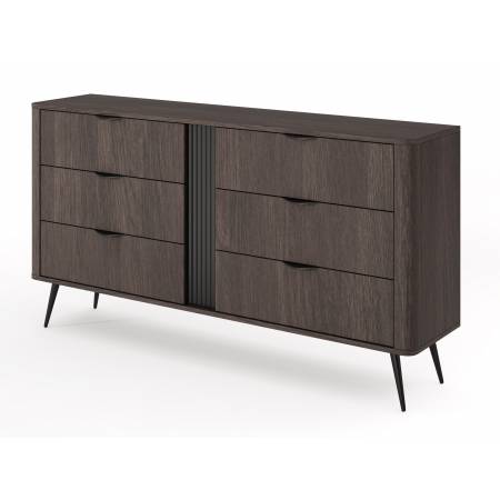 Komoda z szufladami 160 cm ryflowana listwa VIRGO dąb dunin + czarny